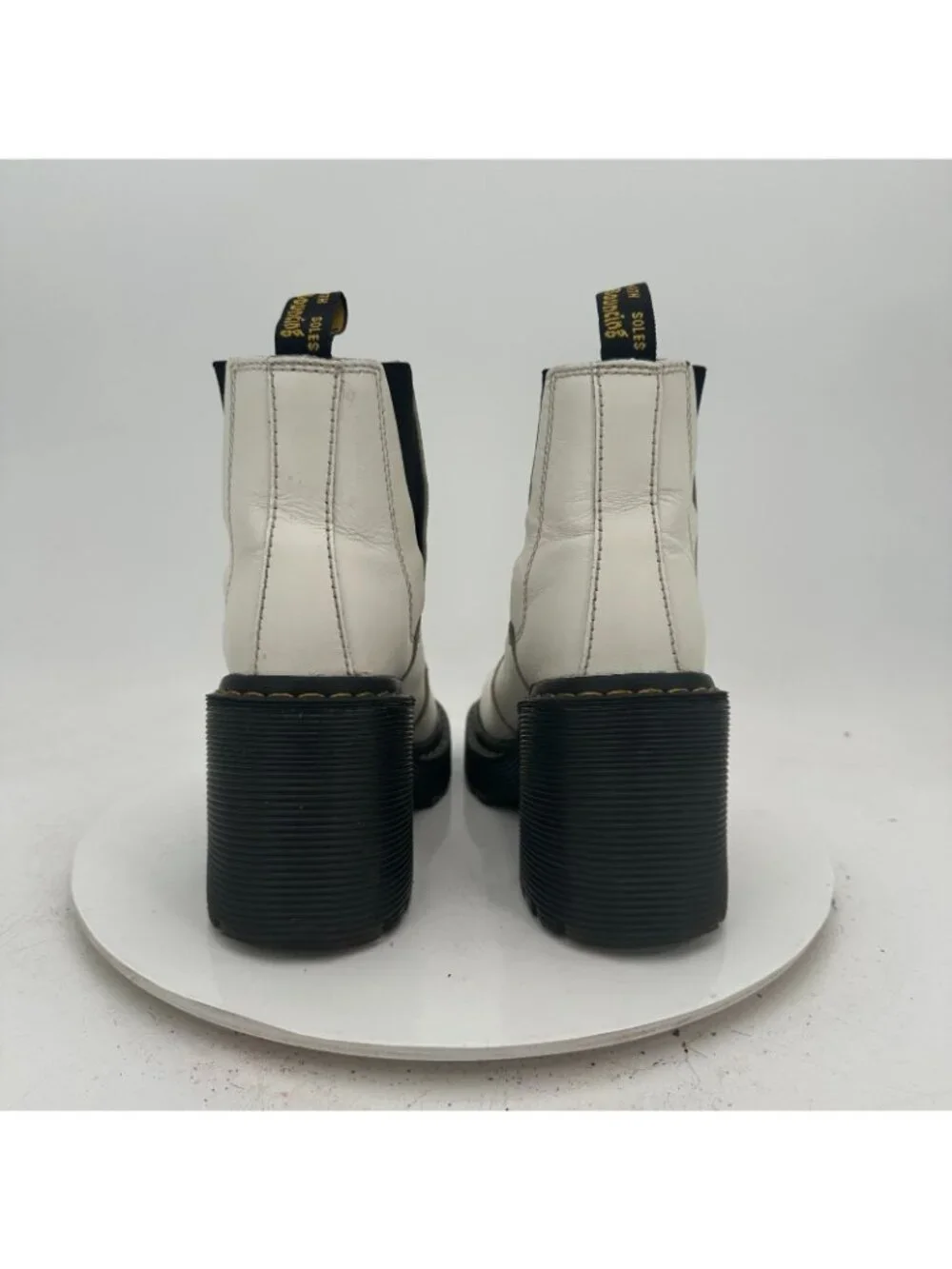 Dr. Martens Spence Women Size 5 White Leather Side Elastic Pump Chelsea Boot